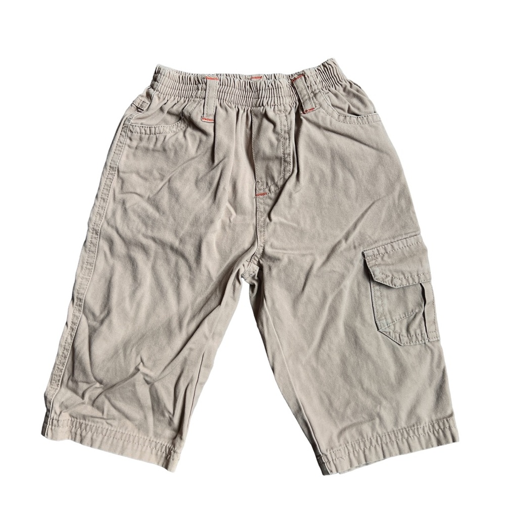 Kids Beige Cargo Shorts with Elastic Waist and Side Pocket